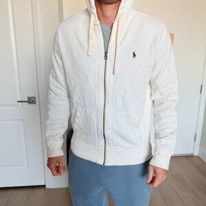 Polo Ralph Lauren White Zip Up Hoodie Sweatshirt